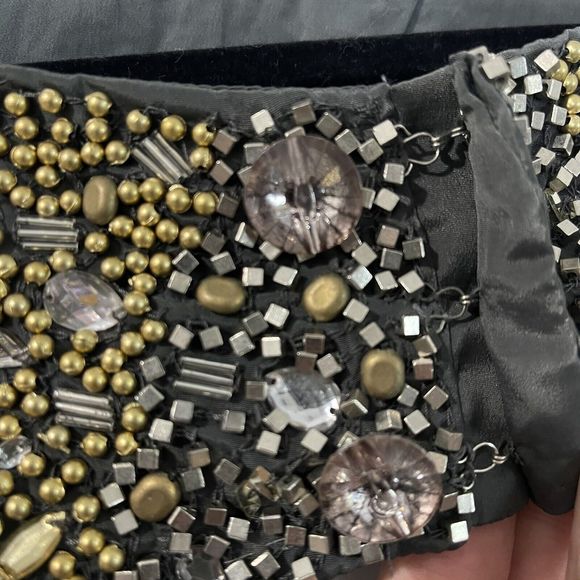 WE THE FREE Jeweled Shirt Women’s Large Gray Studded Eagle Grunge Casual Biker - Picture 5 of 10